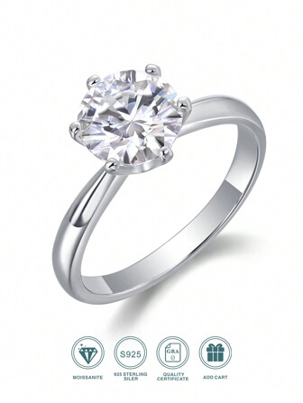 GRA Certified 1CT Moissanite Ring VVS1 Lab Diamonds Solitaire Ring For Women Engagement Promise Wedding Band Jewe