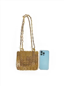 2025 Metal Style Fashion Personalized Woven Hollow Adjustable Chain Shoulder Crossbody Bag