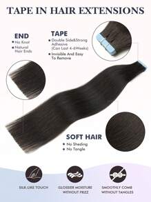20pcs Tape In Hair Extensions Human Hair Color 1b Nature Black 14-22 Inch 100% Human Hair Invisible Tape In Hair Extensions
