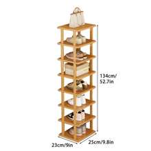5/7/8 Tiers Vertical Shoe Rack, Wood Narrow Shoe Rack, Small Shoe Organizer, Space Saving Corner Shoe Shelf, Tall Shoe Tower, Free Standing Shoe Rack For Entryway, Closet, No-Tool Need - WOOD - View 12