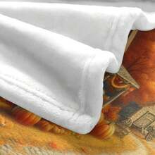 1 件感恩节南瓜装饰柔软毯子，农舍谷仓感恩节南瓜装饰毛绒法兰绒毯子