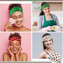 1 件圣诞印花头带，弹力头带，节日派对卡通圣诞老人头巾发饰头巾头带吸汗带