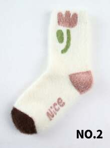 5 pares de calcetines de cachemir suaves y gruesos con forro térmico, con diseño floral de colores para mujer