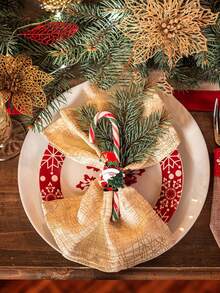 6 chiếc vòng khăn ăn Giáng sinh, trang trí bàn ngày lễ - Nhiều màu - Xem 3