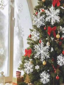 Bộ 3 bông tuyết trang trí Giáng sinh, thích hợp cho cây thông Noel, vòng hoa, hiên nhà, cửa sổ, đồ thủ công tự làm, đồ trang trí treo Giáng sinh, nhiều đồ trang trí khác nhau - Nhiều màu - Xem 4