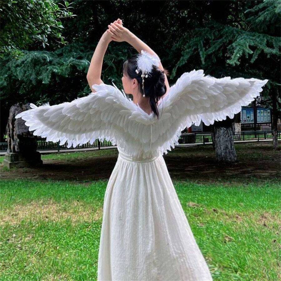 Cosplay Angel Feather Wings Adult Costume Prop, White Feather Wings For
