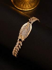 Mexican Jewelry Guadalupe Bracelet Religious Gold Plated With Stones Guadalupe Bracelet ,Guadalupe Thaddeus Bangle,18k Gold Plated Virgin Mary Thaddeus Bracelet - Gold - View 16