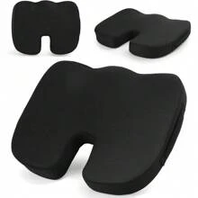 Seat Cushion For Office Chair Memory Foam Coccyx Pain Relief Cushion Pillow Back Support Non-Slip Seat Pad For Office Desk Gamming Chair Wheelchair Car Seat Tailbone Pain - Black - View 1