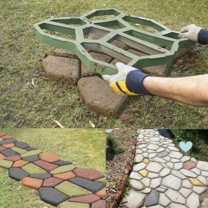 Forma Molde Piso Calçada Jardim C/instrução 50x50x4diagonal- 1 unidade MODELO CAMINHO DE PEDRAS