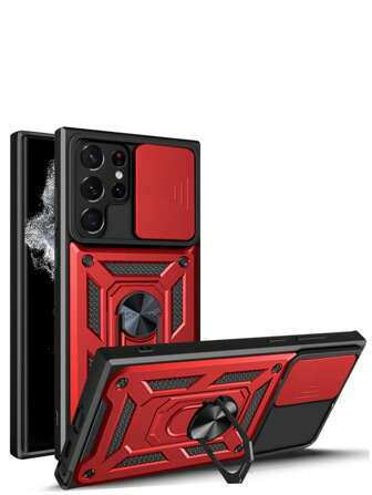 1pc Stylish Sliding Window Camera Lens Protector With Holder Phone Case Compatible With Samsung, IPhone, Redmi Models