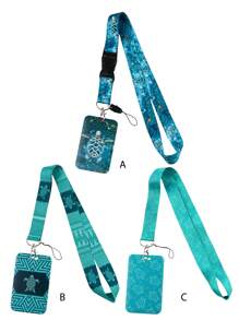 1pc Bohemian Style Summer Green Sea Turtle All-Over Print Lanyard, Suitable For Doctor/Nurse/Student/Teacher ID Badge Holder, Can Be Used As Gift Or Daily Accessory Car Accessories Bag Charm School