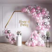 118 piezas Kit de guirnalda de globos rosa, blanco y plateado - Decoraciones universales para celebraciones como boda, despedida de soltera, cumpleaños, aniversario | Juego de accesorios, Navidad