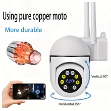 Teruhal 1pc 1080P Smart Wireless Home & Outdoor/Indoor Security Camera With Auto-Tracking, Motion Detection, Two-Way Audio, Floodlight And Night Color Vision, Home Security Surveillance System With Light Alarm - White - View 3