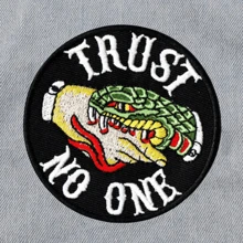 Trust No One Snake Patch, Hippie Punk Rock Cartoon Adventure Graphic Cool Patch Sewing Embroidered Applique DIY Clothing Accessory, Iron On Patch For Jacket, Pants, Bag, Shoes, Hat Summer, School
