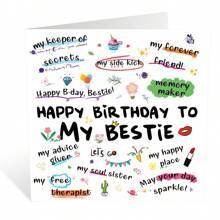 1pc Bestie Birthday Card, Best Friend Birthday Card - Heartfelt Message & Fun Gifts For Women Friends, Birthday Celebration, Thoughtful Gift, Perfect For Your Soul Sisters Special Day,Christmas - Multicolor - View 3