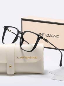 LINFEMAND نظارات كمبيوتر إطار مربع عدسة شفافة أنيقة، هدية اكسسوارات للمكتب الرسمي والأعمال للرجال والنساء - شفاف - مشاهدة 9