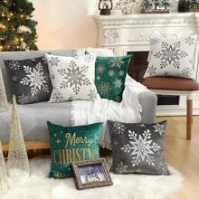 1 件雪花刺繡枕套,柔軟天鵝絨布料,聖誕裝飾,適合沙發客廳,白色 - 白色 - 查看 1