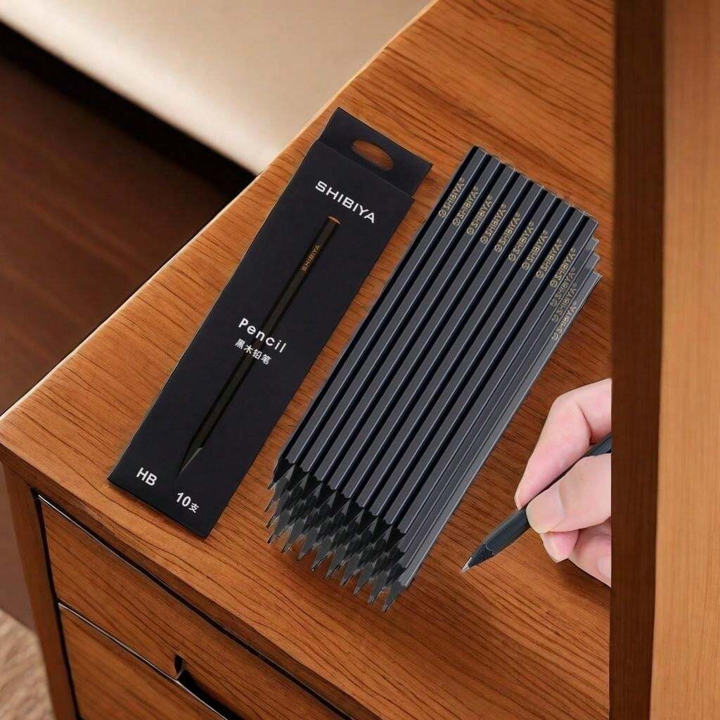 10 Pieces/Box New Students Special Hexagonal Writing Black Wood Pencil