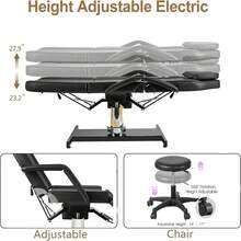 Facial Chair Hydraulic Tattoo Chair Adjustable Height Swivel Beauty Spa Bed For Extensions With Hydraulic Stool - màu đen - Xem 9