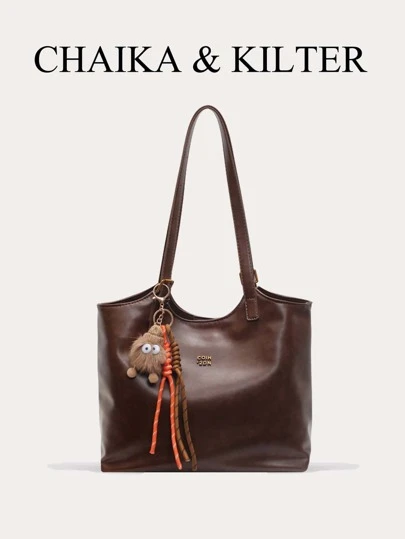 1 pieza Bolso de hombro de moda de piel de PU de unicolor para mujeres, bolso vintage casual con cierre magnético y cremallera, bolso de gran capacidad, adecuado para viajes, compras, citas, regalos, adolescentes, estudiantes universitarias, mujeres trabajadoras, oficina, escuela, transporte, al aire libre, viajes (se vende con accesorios)