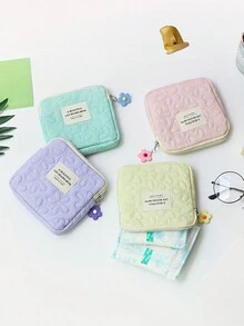 1 chiếc ví đựng tiền xu hình hoa chần bông tươi mới và đơn giản và đơn giản Túi đựng tai nghe di động dung tích lớn đựng đồ lặt vặt Túi nhỏ đựng đồ - Nhiều màu - Xem 12