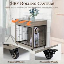 Dog Crate Furniture, Wooden Dog Crate End Table, 38.4 Inch Dog Kennel With 2 Drawers Storage, Heavy Duty Dog Crate, Decorative Pet Crate Dog Cage For Large Indoor Use (Rustic Brown/Grey) 38.4" L*23.2" W*35 - 灰色 - 查看 3
