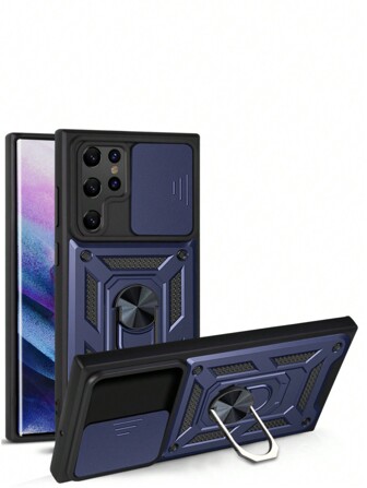 1 pieza Funda protectora de teléfono compatible con Samsung, iPhone y otros modelos con protector de lente de ventana deslizante con soporte