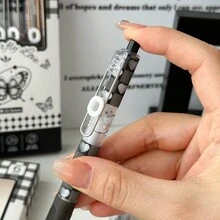 6支按压笔1盒圣蝶中性按压笔高光吸引级学生速干毛笔考试笔0.5mm黑色 - 套裝 - 查看 4