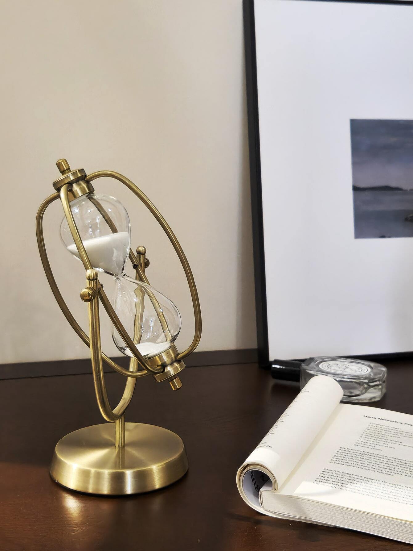 1 Pc Rotating Hourglass Of 15 Minutes Creative Metal Sand Timer