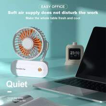 NetHong Portable Rechargeable Handheld Fan - Small Quiet Personal Cooler Powered Desk - Orange - View 4