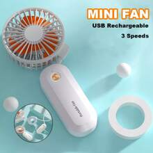 NetHong Portable Rechargeable Handheld Fan - Small Quiet Personal Cooler Powered Desk - Orange - View 1