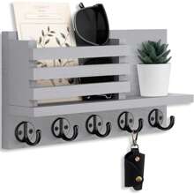 Key Holder For Wall – Decorative Wooden Mail Holder And Key Shelf With Drawer, Mounting Hardware, Installation Guide – Paulownia Wood With 5 Metal Key Hooks - 5 Hooks - View 15