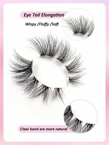 Asiteo 7 Pairs Cat Eyelashes Natural Long Fluffy And Soft False Lashes With Clear Band Faux Mink Lashes Natural Look End Eye Elongated Makeup Reusable Fake Eyelashes Strip Lashes, Lashes, Eyelashes, Fake Lashes - Black - View 5