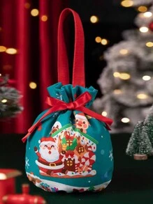 1 pieza Bolsa de regalo de caramelo navideño, bolsa de lona, bolsa de embalaje de regalos navideños, bolsa de regalo de Nochebuena, decoraciones navideñas, decoración navideña, regalos navideños, papel de regalo navideño, suministros para fiestas navideñas, bolsas de regalo navideñas, bolsas navideñas, pegatinas navideñas