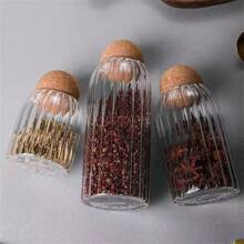 1 pezzo/3 pezzi/4 pezzi Set elegante di barattoli ermetici per cucina con coperchio in sughero naturale - Solo lavaggio a mano, barattoli di vetro per conservazione di caffè, tè, spezie - Riutilizzabili, contenitori di vetro rotondi ideali per uso familiare