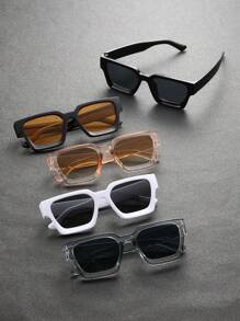 5pcs Men Geometric Frame Modern Simple Style Fashion Glasses Combination For Outdoor Travel Musical Festival Vacation Outfits Decoration Beach Accessories Glasses Shades For Summer Beach Vacation,Outdoor,Travel