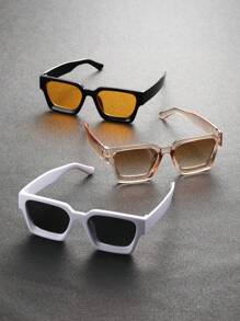 5pcs Men Geometric Frame Modern Simple Style Fashion Glasses Combination For Outdoor Travel Musical Festival Vacation Outfits Decoration Beach Accessories Glasses Shades For Summer Beach Vacation,Outdoor,Travel