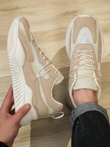 Outdoor Men Casual Sneakers Fashion Breathable Non-Slip Comfortable Sport Shoes, Daily Wear - Beige - View 2