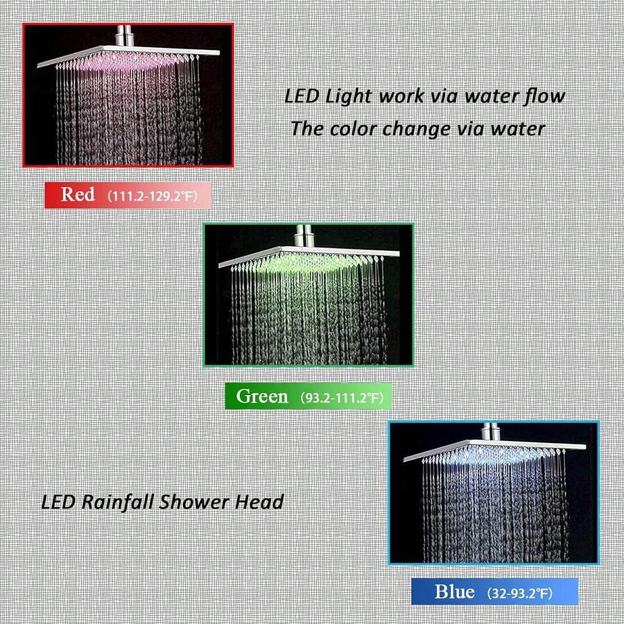 Shower System LED Rainfall Shower Head Brass Handheld Combo Set