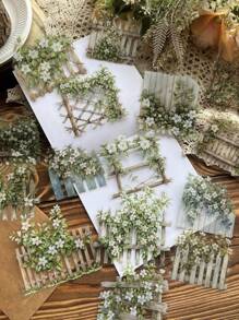 15pcs/Pack Vintage Large Size Sticker Pack, Manor Fence Series, Vines & Wild Flowers, Suitable For Diary, Scrapbooking, Decoration, Landscaping