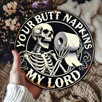 1 st 8x8 tum gotisk heminredning, skelettskylt, häxa skräck badrumsväggdekor, spöke halloween presentaffisch, metallskylt målad skylt rund metallplakett dekoration köksdekoration köksfunktionsklistermärke heminredning hotelldekoration trädgårdsgårdsdekoration bardekoration rumsdekoration väggdekoration restaurangdekoration cafédekoration garagedekoration bondgårdsdekoration 20 cm * 20 cm