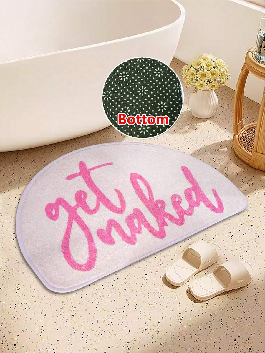 1pc Cartoon Letter Shape Bath Mat, SemiCircular Bathroom Entrance Rug