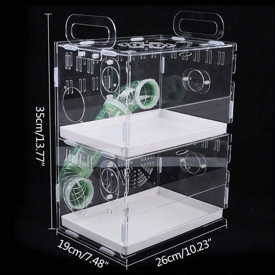 Acrylic 2 Tier Hamster Cage Habitat Clear Rodent Gerbil Mouse Mice Rat