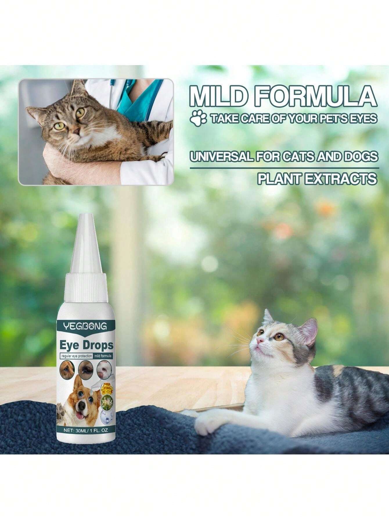 1 Pc Pet Eye Drops, Tear Stain & Eye Gunk Cleaner, Suitable For Cats