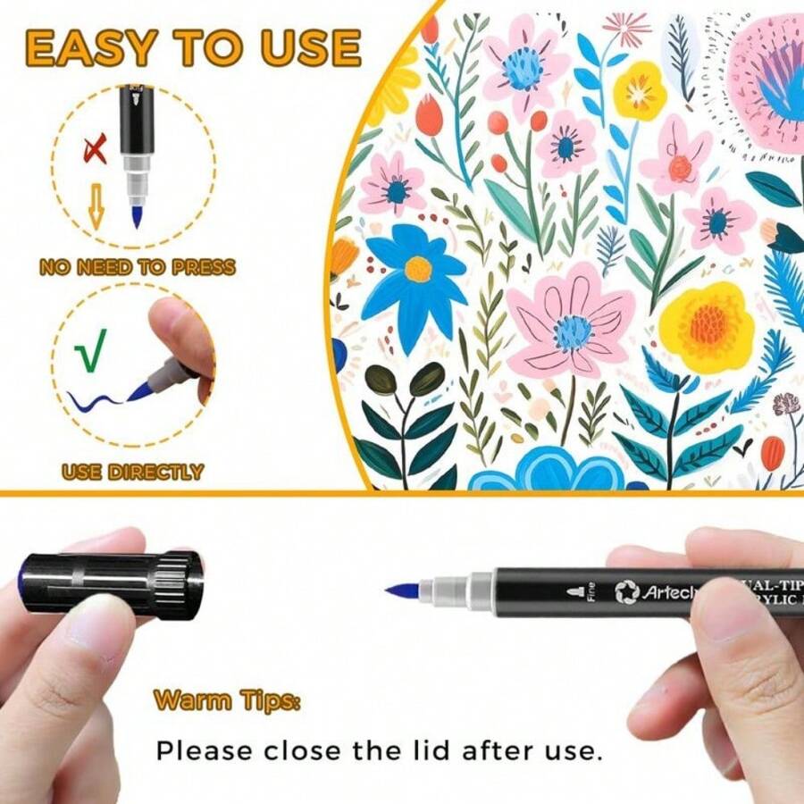 [Packaging Upgraded]Artecho Paint Pens, Dual Tip & Extra Fine Tip Paint
