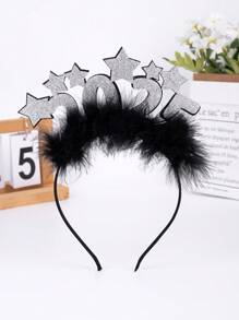 1 件 2025 新年快乐头带，适合女士女孩，闪亮 2025 星星发带，黑色羽毛银色闪光 2025 新年头带，金色 2025 圣诞快乐发带，优雅精致新年快乐派对头饰女士时尚发饰发箍 - 彩色 - 查看 13