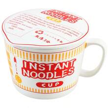1 bộ; Bát sứ có nắp, Bát mì Ramen sáng tạo mới, Bát mì ăn liền; Bát dung tích lớn 1150ml có tay cầm để sử dụng cá nhân trong ký túc xá, Bát cá nhân cao cấp, Quà tặng Giáng sinh an toàn với máy rửa chén và lò vi sóng - Nhiều màu - Xem 9