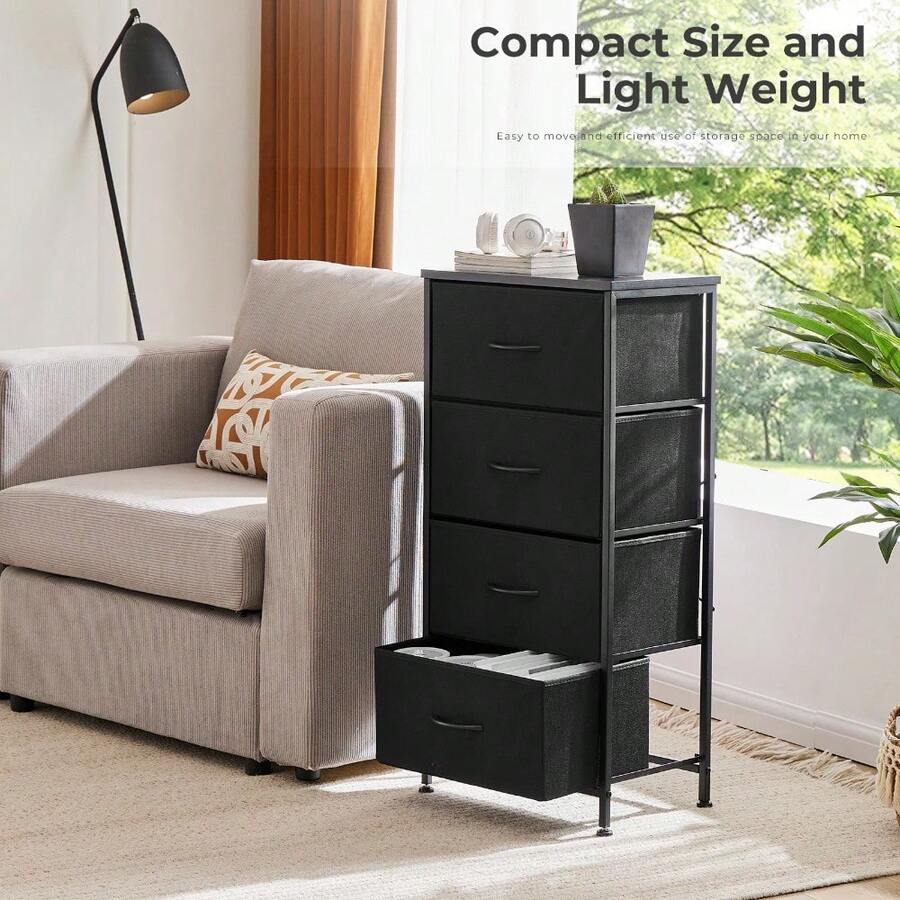 JHK 4 Fabric Drawers For Living Room With Wardrobe Steel Frame