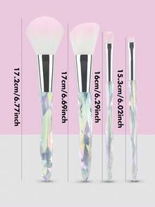 4-Piece Makeup Brush Set, Professional Foundation Blush Concealer Eye Shadow Kabuki Makeup Brush Set, Soft Vegetarian Synthetic Bristles, Suitable For All Skin Makeup Tools. - Multicolor - View 3