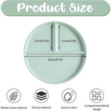 5件套圆形分餐盘微波炉适用食物盘水果沙拉托盘厨房餐具塑料餐盘 - 彩色 - 查看 9